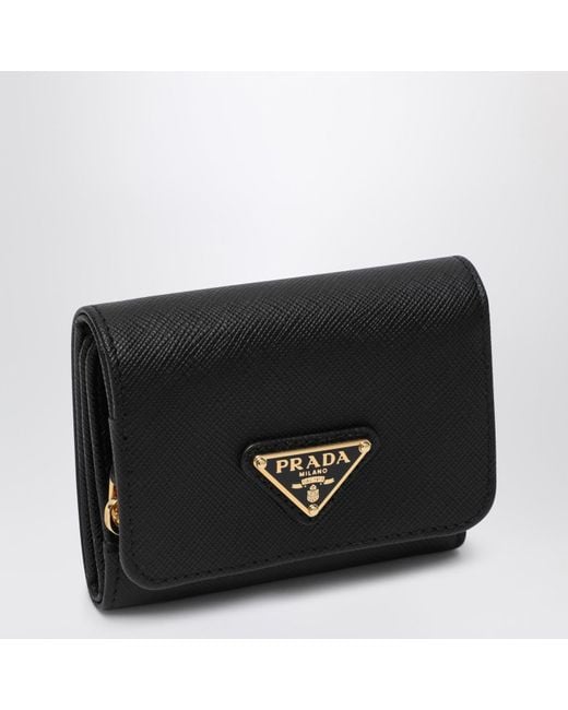 Prada Black Mini Saffiano Leather Wallet