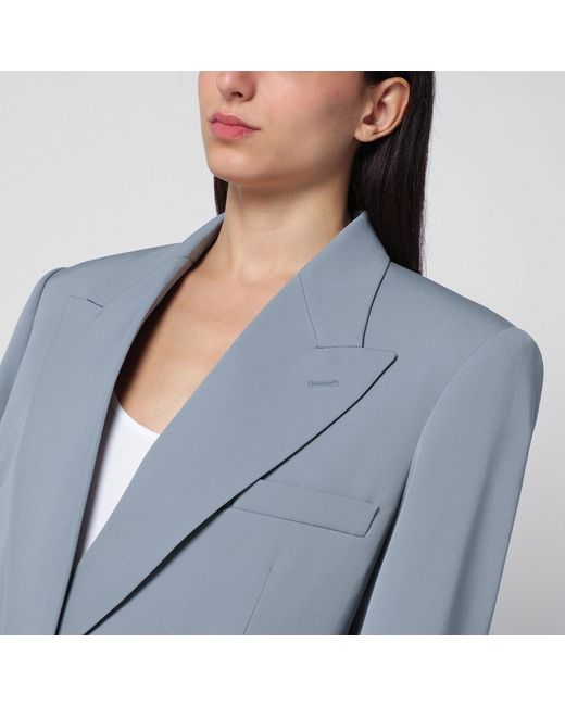 Stella McCartney Blue Light Wool Double-Breasted Jacket