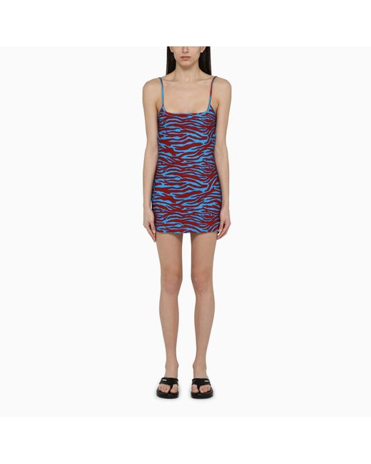 The Attico Blue Turquoise/red Zebra Print Cover-up