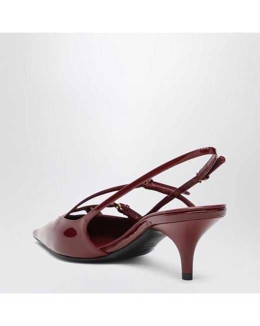 Miu Miu Red Slingback Dunkelpurpur Aus Lackleder Mit Schnallen