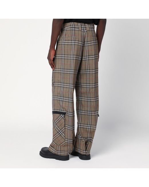 Burberry Gray Cargo Pants Check Pattern for men