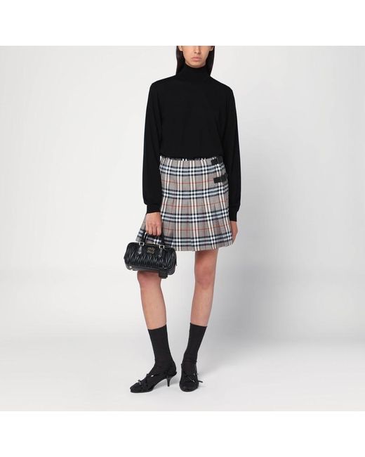 Jupe Kilt En Laine Grise À Motif Check Burberry en coloris Black