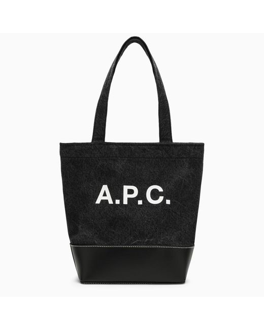Borsa tote piccola axel nera in cotone con logo di A.P.C. in Black da Uomo