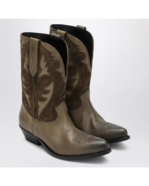 Golden Goose Deluxe Brand Green Wish Star Boots In Khaki Leather And Suede