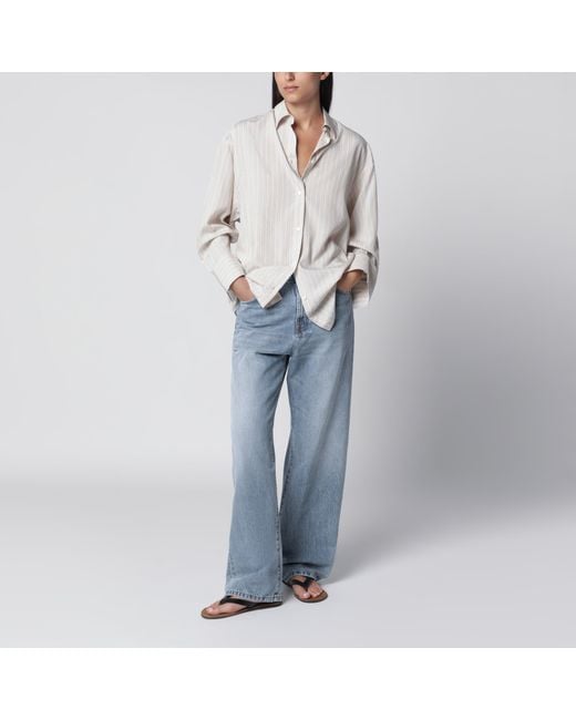 Totême Gray Oversized/Sky Striped Shirt