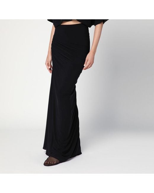 Alaïa Black Long Draped Skirt