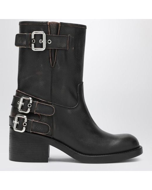 Chloé Black Stiefel Im Biker-Stil Dakota Schwarz Mit Vintage-Effekt