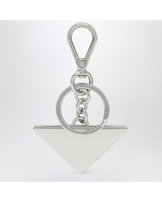 Prada White Metal Keyring for men