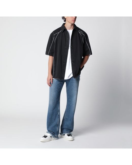 Off-White c/o Virgil Abloh Black Owr Garment-Dyed Gabardine Sporty Bowling Shirt for men