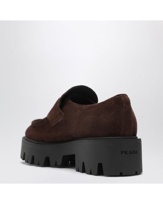 Prada Brown Dark Suede Loafers