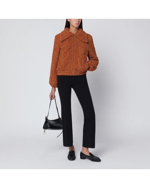 Patou Orange Pumpkin-Coloured Faux Fur Bomber Jacket