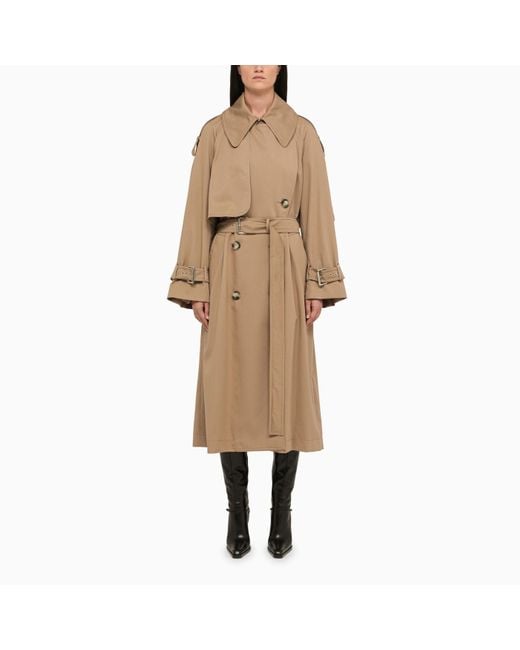 Sportmax Natural Cotton Sand Trench Coat