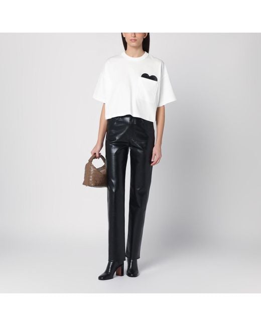 Bottega Veneta White Short-sleeved Crop T-shirt With Heart