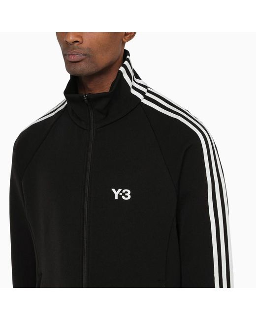 Felpa track nera e bianca con logo di Y-3 in Black da Uomo