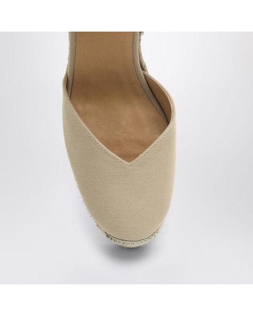 Castaner Metallic Expadrillas Coco 105 Sand Color With Flower