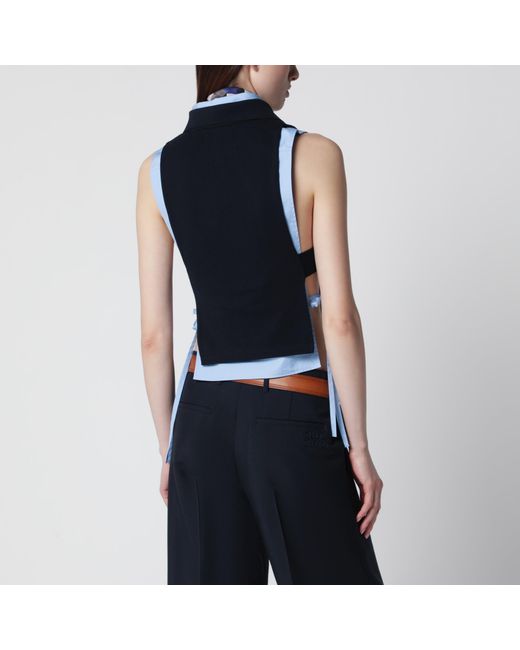 Miu Miu Blue Piqué Top With Logo