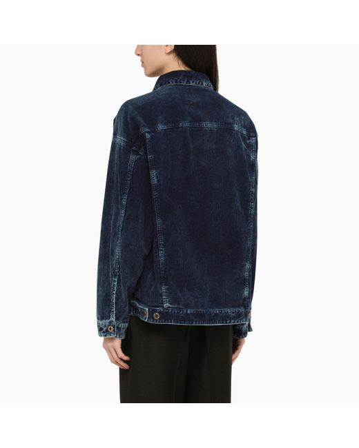 Miu Miu Blue Dark Over Jacket In Washed Denim