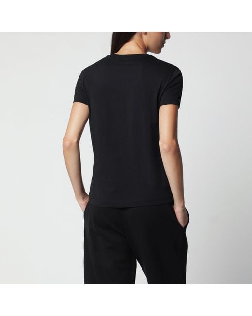 Moncler Black Cotton T-Shirt With Logo