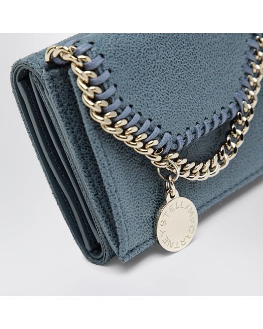 Stella McCartney Blue Light Falabella Trifold Wallet With Chain