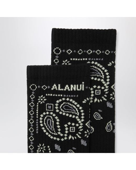 Alanui Black Cotton-Blend Bandana-Pattern Socks