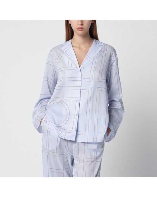 Totême Blue Monogram Pajama Shirt