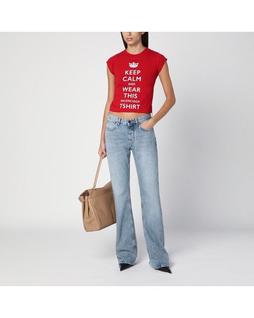 Balenciaga Red Cropped T-shirt Keep Calm