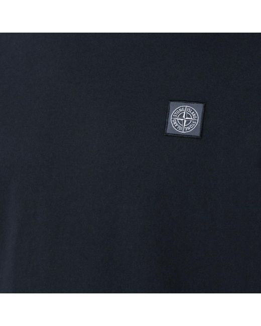 T-shirt navy in cotone con patch logo di Stone Island in Black da Uomo