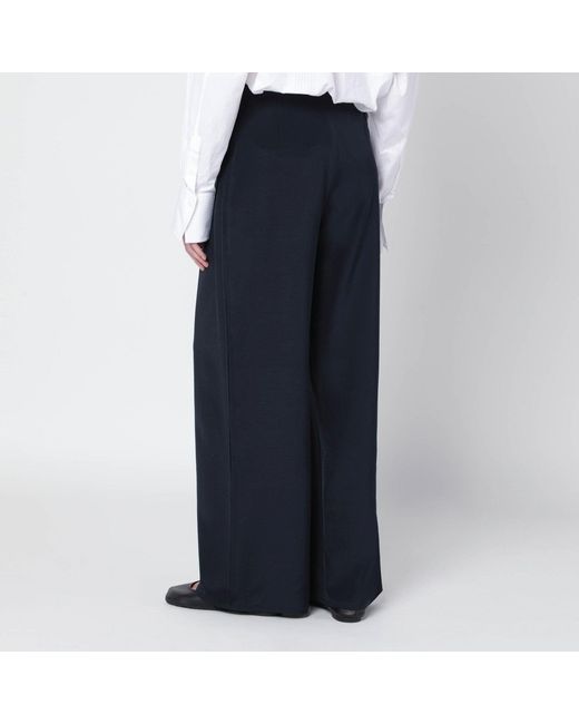 Max Mara Blue Silk-Blend Trousers