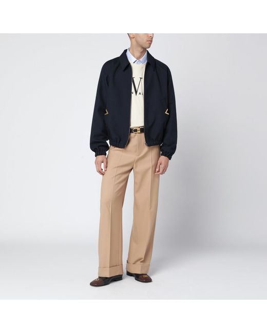 Valentino Blue Bomber Jacket With Vgold Pockets for men