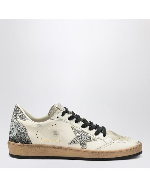 Golden Goose Deluxe Brand White Ballstar Sneaker With Glitter