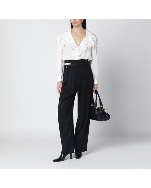 Chloé Black Trousers With Double Belt And Buckles