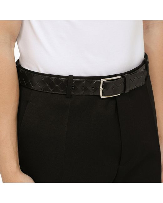 Bottega Veneta Black Inrecciato Belt for men