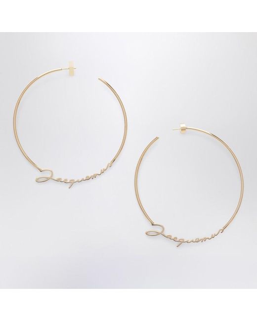 Jacquemus Metallic Hoop Earrings With Logo