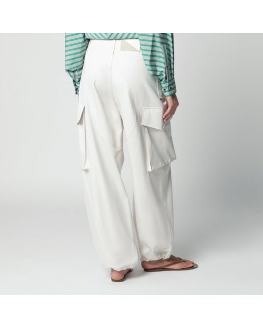 Loewe White Ivory Cotton And Silk Cargo Trousers