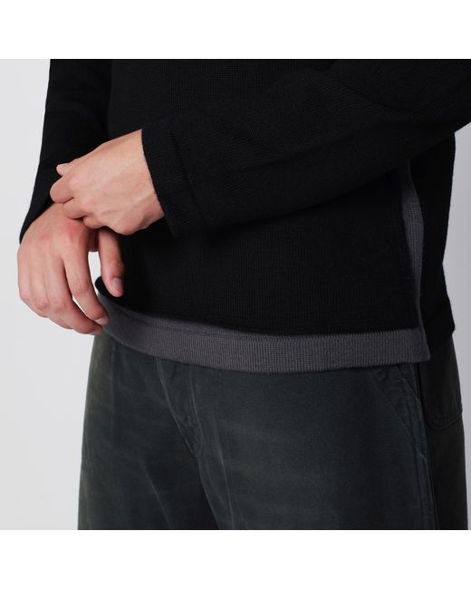 MM6 by Maison Margiela Black Asymmetrical Crewneck Sweater for men