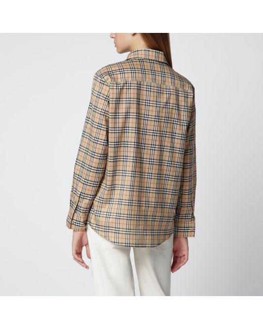 Burberry Brown Cotton Shirt With Check Pattern