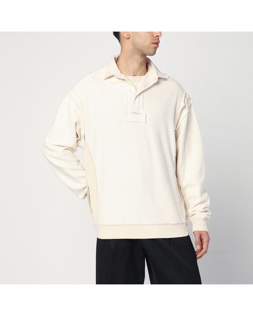 Maison Margiela White Distressed-effect Ecru Sweatshirt for men