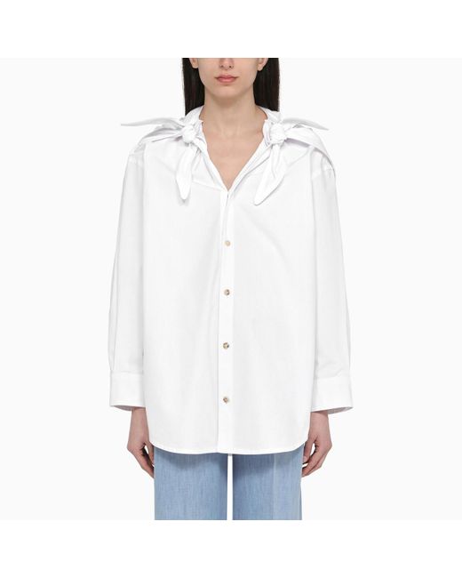 Bottega Veneta White Cotton Shirt With Knotted Details