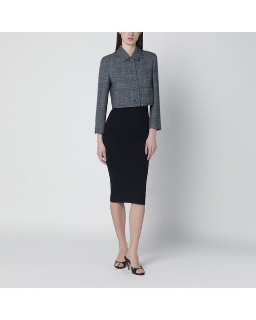 Gucci Blue Cropped Wool Jacket With/ Texture