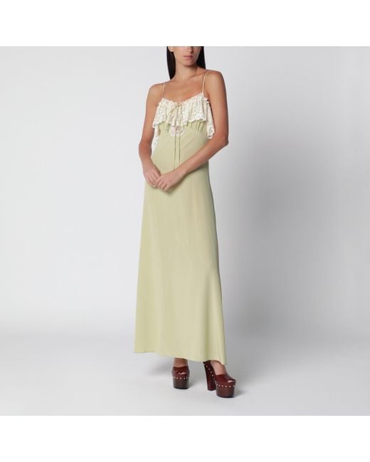 Chloé Green Long Dusty Silk Slip Dress