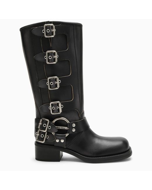 Miu Miu Black Boots With Leather Buckles
