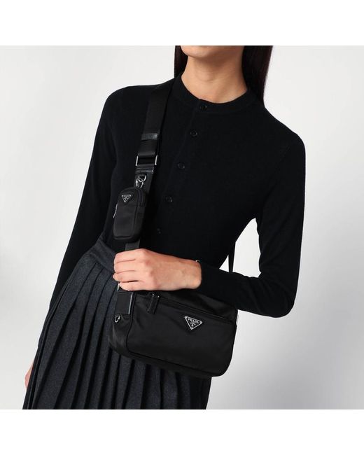 Prada Black Schwarze Umhängetasche Aus Re-Nylon