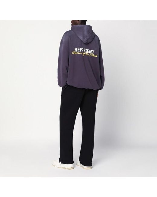 Represent Blue Plum Cotton Hoodie With Logo for men