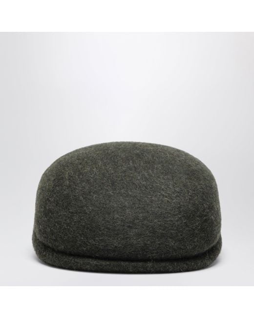 Loro Piana Green Moss Wool Felt Flat Cap for men