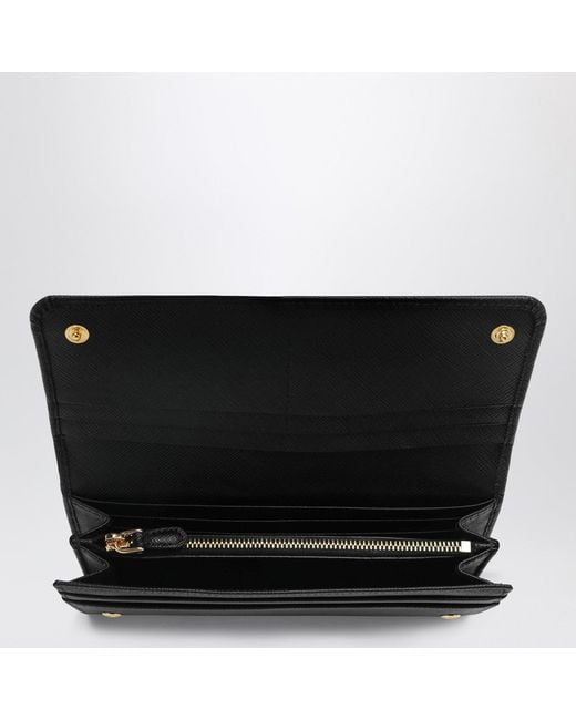 Prada Black Large Saffiano Leather Wallet