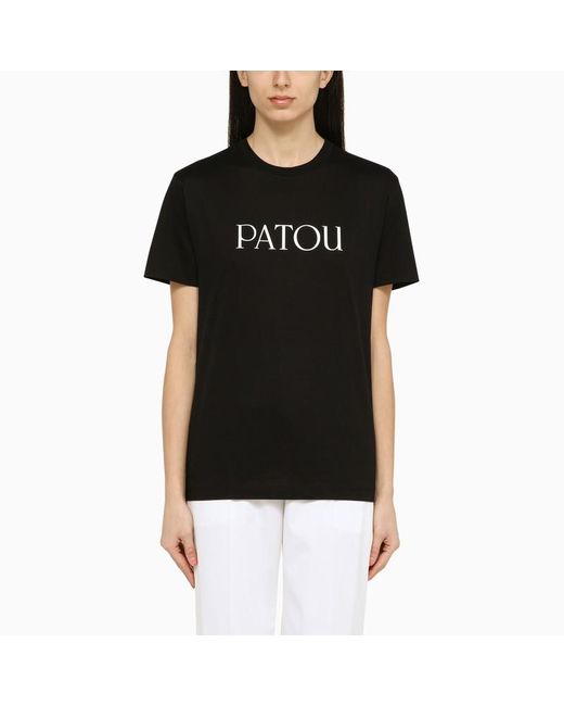T-shirt nera in cotone con logo di Patou in Black