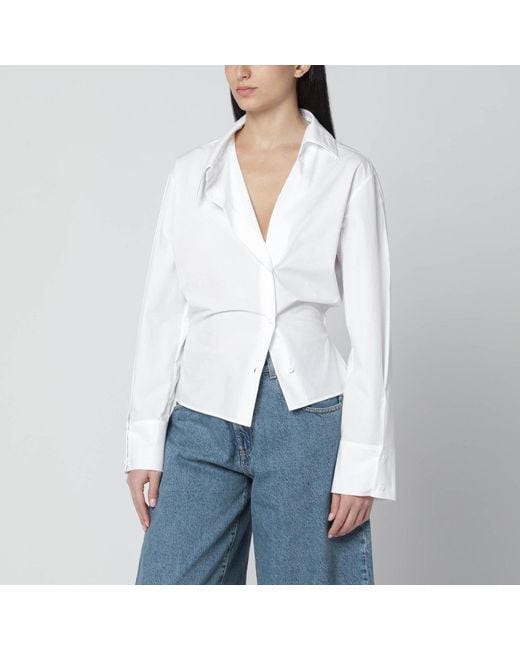 The Attico White Asymmetric Cotton Shirt