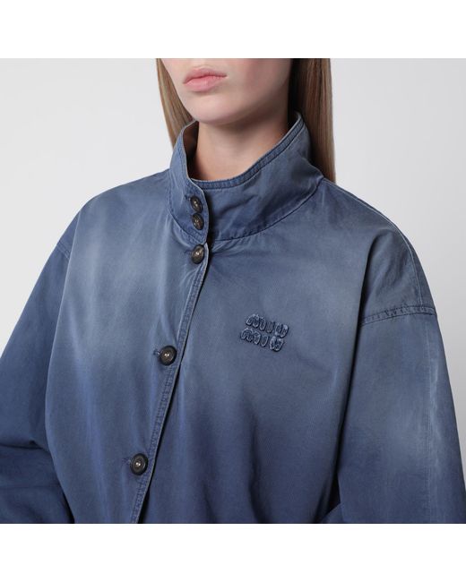 Miu Miu Blue Lime Old-Washed Twill Blouson