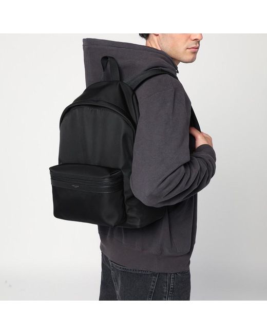 Saint Laurent Schwarzer Leder- Und Nylon-Rucksack in Black für Herren
