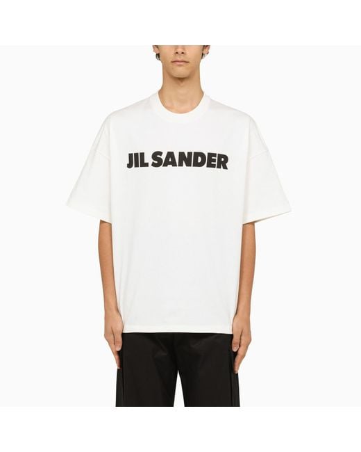 Jil Sander White Wide T Shirt With Logo for men